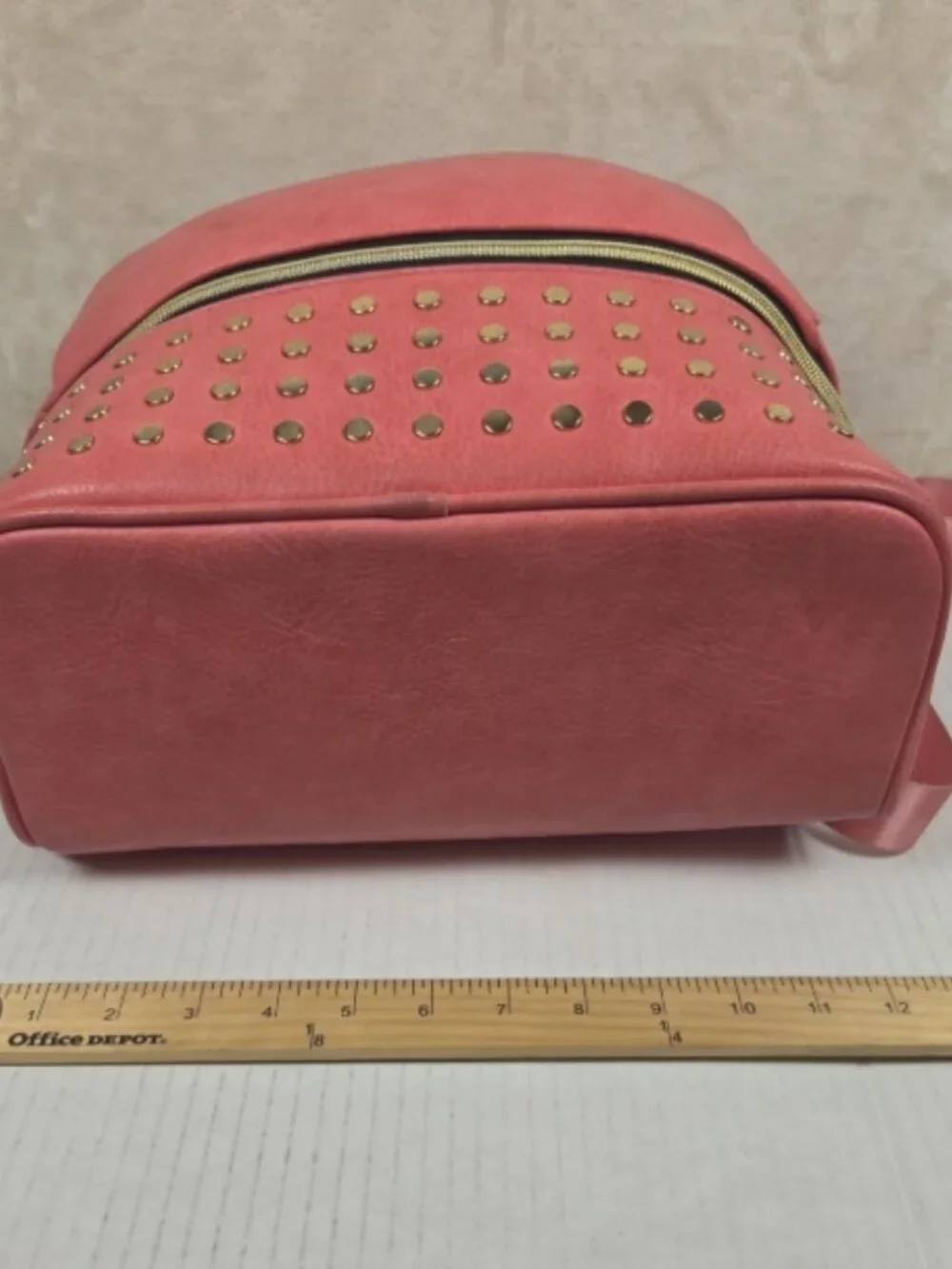 Pink Faux Leather Backpack 13x12x6